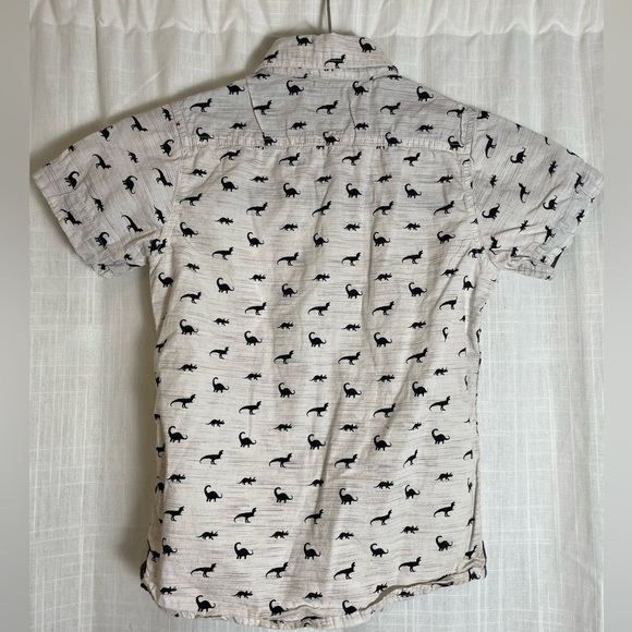 Distortion Boys Size 5 Black and White Dino Print Button Down 100% Cotton Shirt - Picture 4 of 4